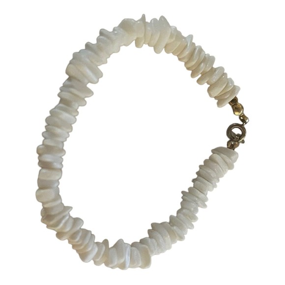 Vintage Natural White Puka Shell Hawaiian Surfer Style Bracelet - Picture 1 of 3